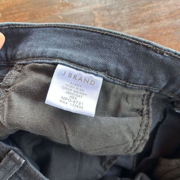 Women's J. Brand 27 Alana Shiny Black High Rise Crop‎ Skinny Jeans - Picture 9 of 13